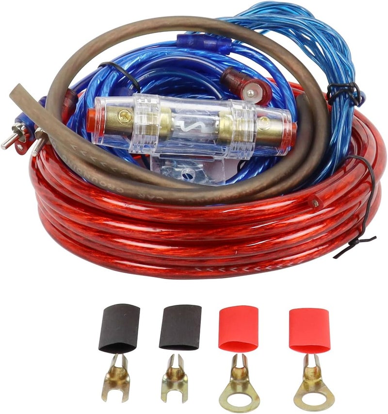 HBU 12 Gauge Amplifier Wiring Kit - 12 AWG Car Audio Complete Amp Install Kit with RCA Interconnect Cables & 60A AGU Inline Fuse - Truck, Boat, Trailer Radio Circuit Protection - Image 1